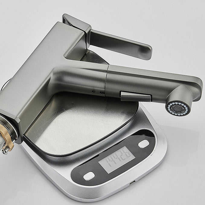 Modern Brass Sink Faucet Centerset Bathroom Faucet with Water Hose