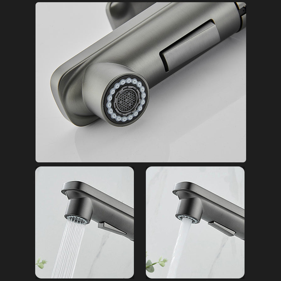 Modern Brass Sink Faucet Centerset Bathroom Faucet with Water Hose