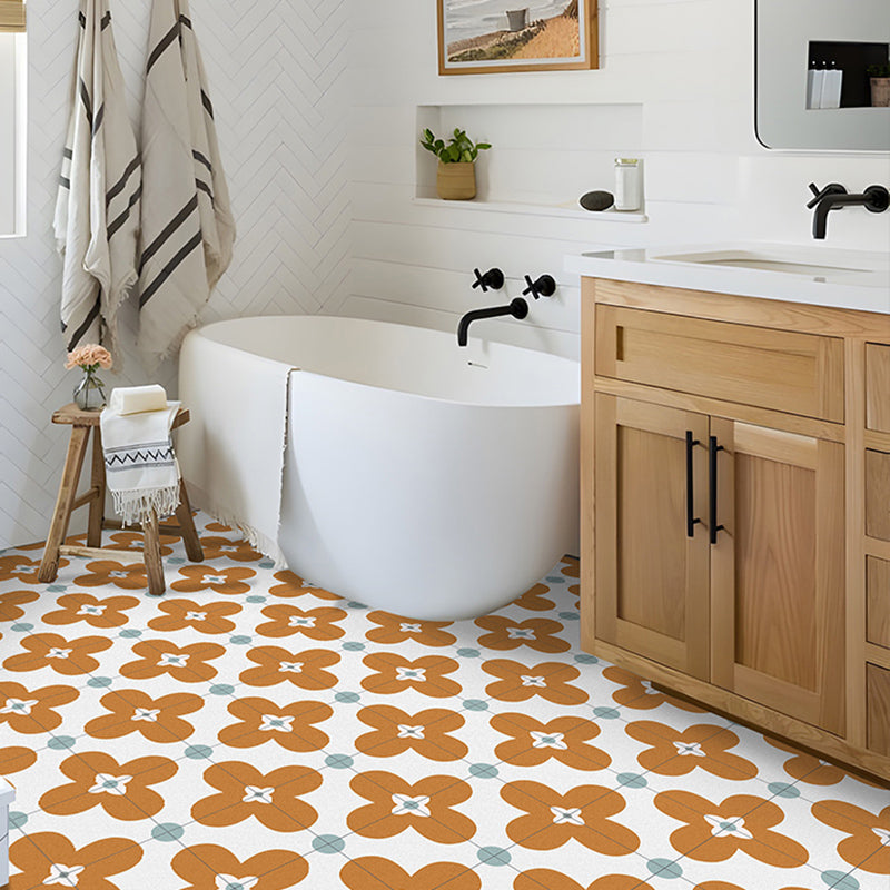 Square Indoor Vinyl Flooring Flower Print Peel and Stick Waterproof Vinyl Flooring