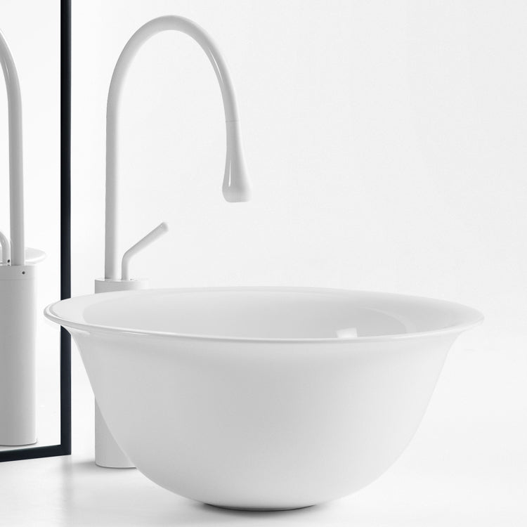 Modern Bathroom Sink Porcelain Round with Pop-Up Drain Vessel Bathroom Sink