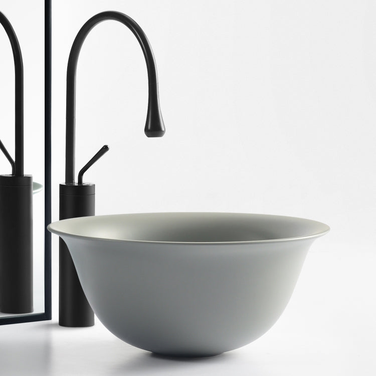 Modern Bathroom Sink Porcelain Round with Pop-Up Drain Vessel Bathroom Sink