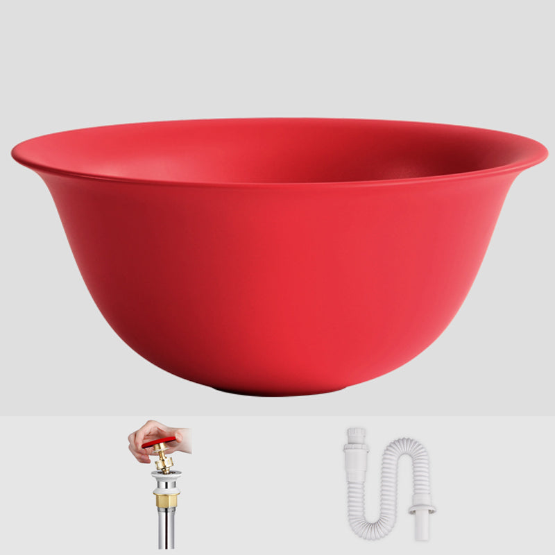 Modern Bathroom Sink Porcelain Round with Pop-Up Drain Vessel Bathroom Sink