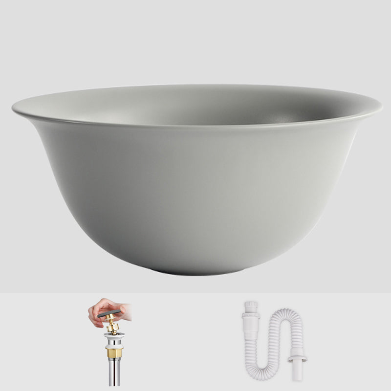 Modern Bathroom Sink Porcelain Round with Pop-Up Drain Vessel Bathroom Sink
