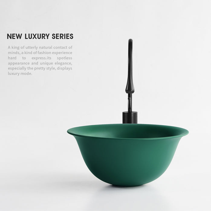 Modern Bathroom Sink Porcelain Round with Pop-Up Drain Vessel Bathroom Sink