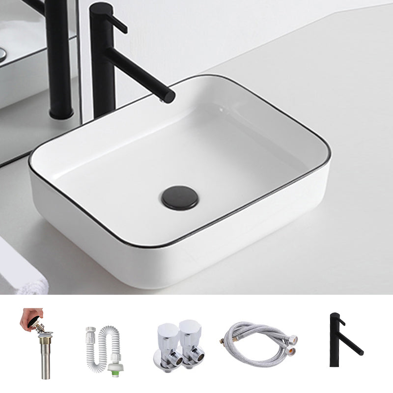 Modern Trough Bathroom Sink White and Black Trough Bathroom Sink