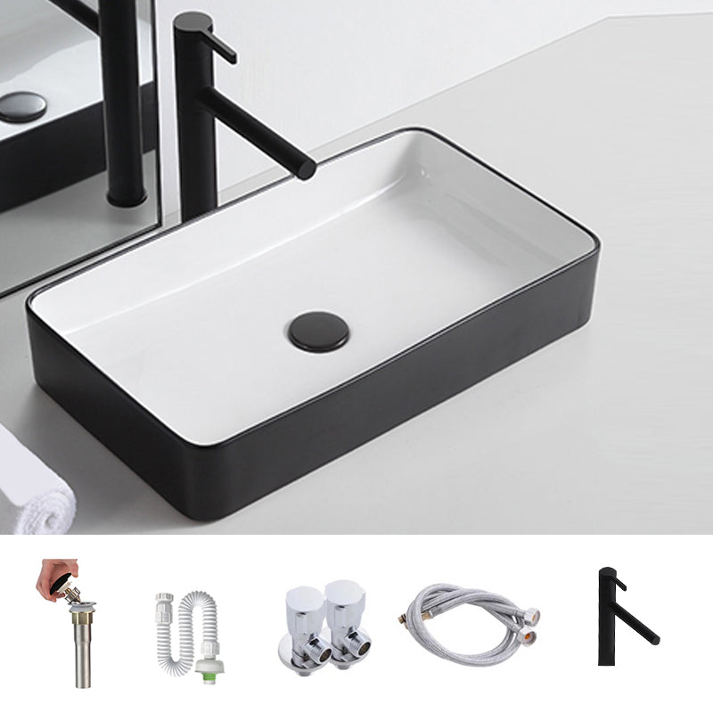 Modern Trough Bathroom Sink White and Black Trough Bathroom Sink