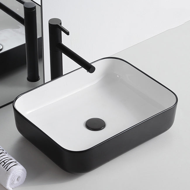 Modern Trough Bathroom Sink White and Black Trough Bathroom Sink