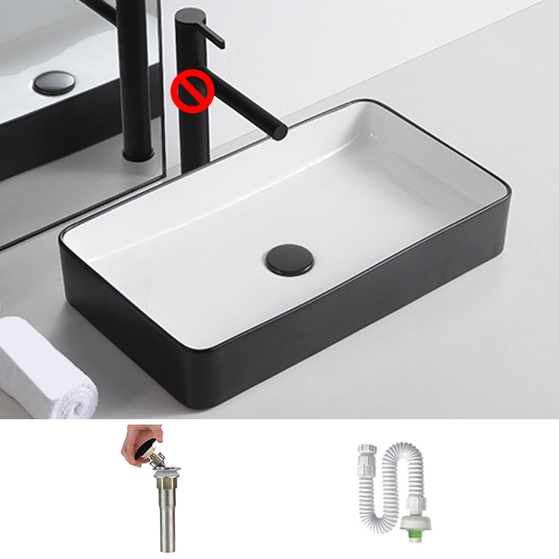 Modern Trough Bathroom Sink White and Black Trough Bathroom Sink