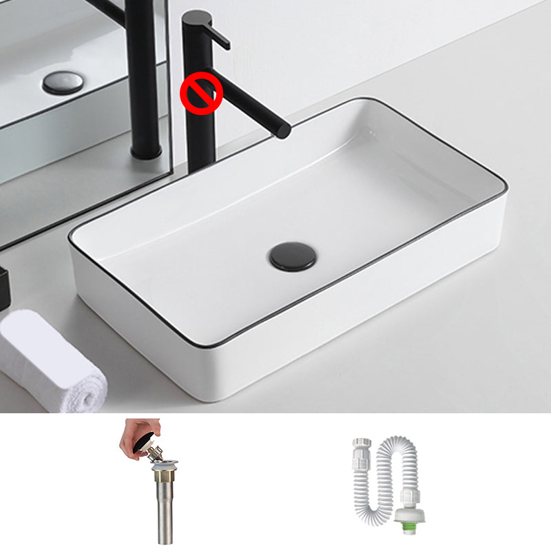 Modern Trough Bathroom Sink White and Black Trough Bathroom Sink