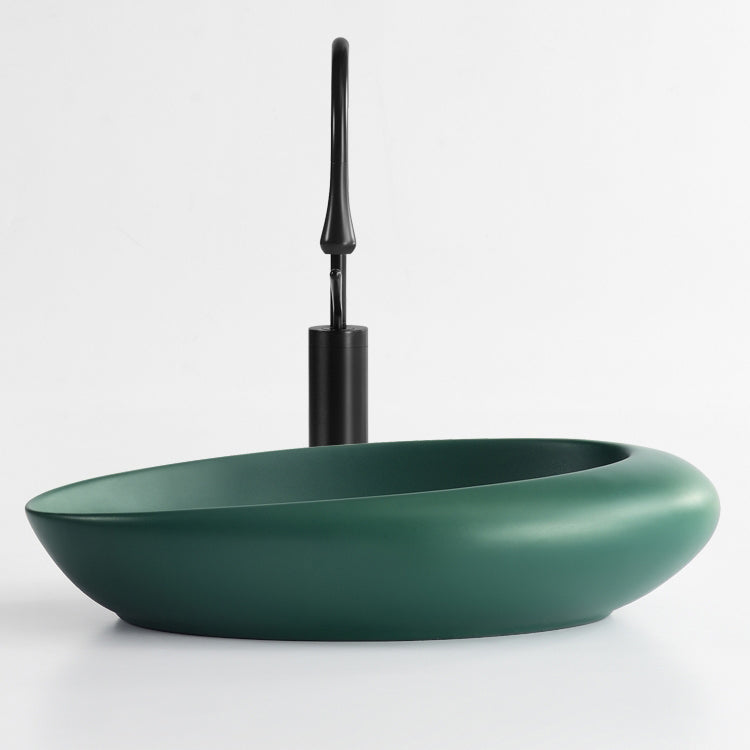 Modern Vessel Bathroom Sink Porcelain Oval Shut-Off Valve Included Vessel
