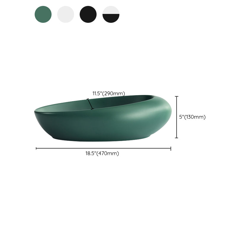 Modern Vessel Bathroom Sink Porcelain Oval Shut-Off Valve Included Vessel