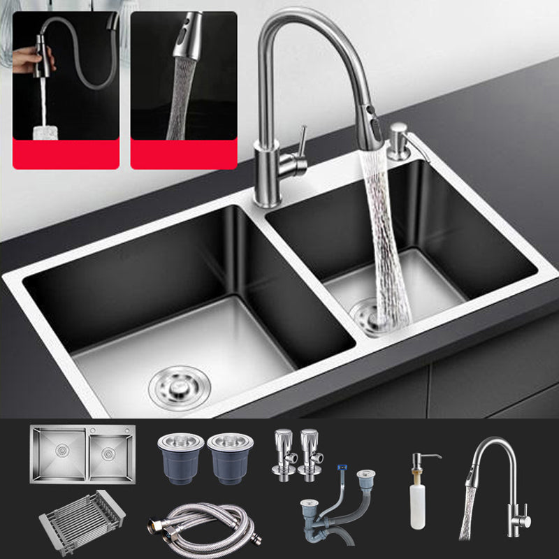 Modern Style Kitchen Sink Stainless Steel Drop-In Kitchen Double Sink