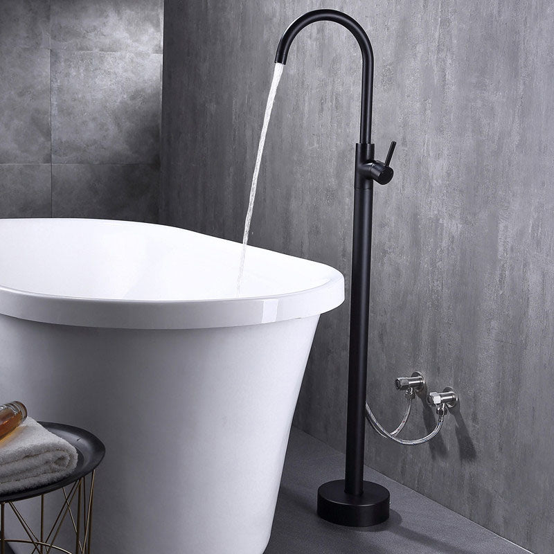 Modern Floor Mounted Metal Freestanding Tub Filler Single Handle Freestanding Faucet