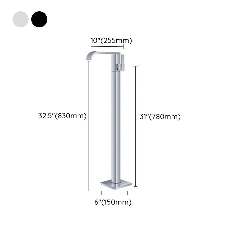 Modern Floor Mounted Metal Freestanding Tub Filler Single Handle Freestanding Faucet