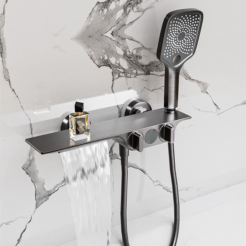 Wall Mounted Metal Bathroom Faucet Low Arc Waterfall Tub Filler