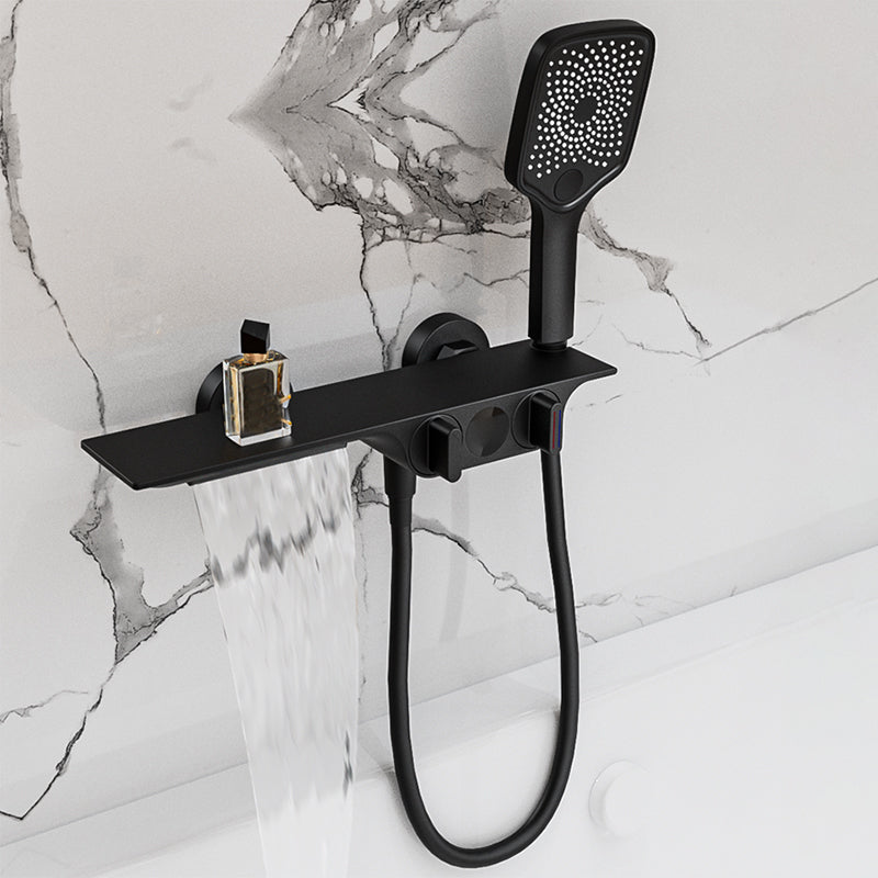 Wall Mounted Metal Bathroom Faucet Low Arc Waterfall Tub Filler