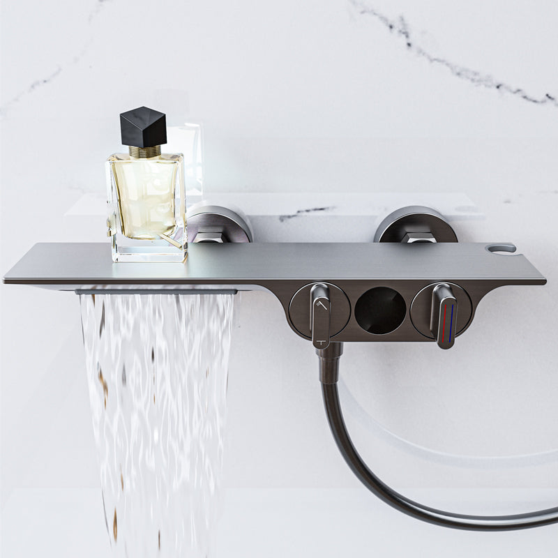 Wall Mounted Metal Bathroom Faucet Low Arc Waterfall Tub Filler