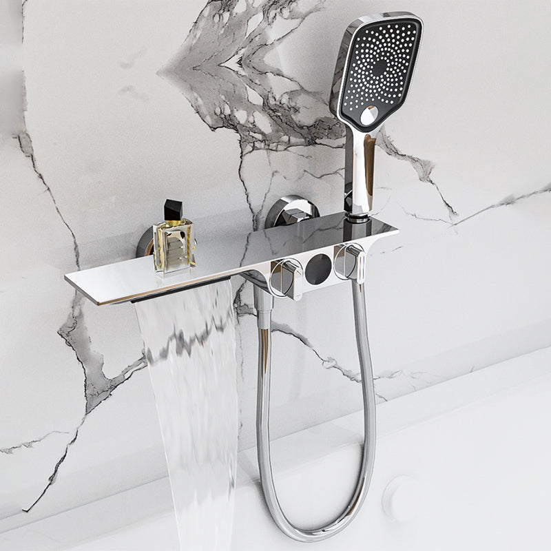 Wall Mounted Metal Bathroom Faucet Low Arc Waterfall Tub Filler