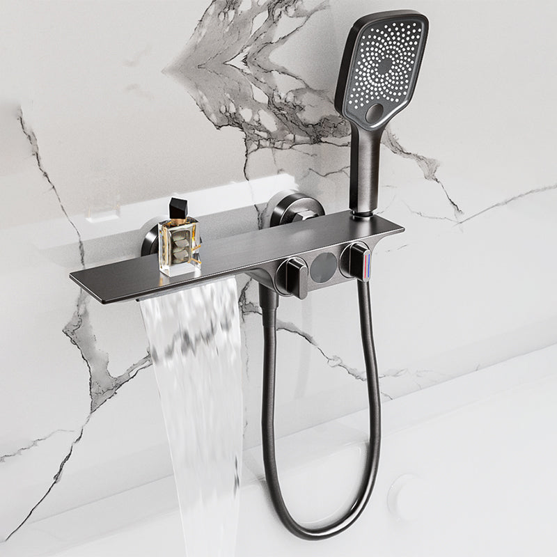 Wall Mounted Metal Bathroom Faucet Low Arc Waterfall Tub Filler