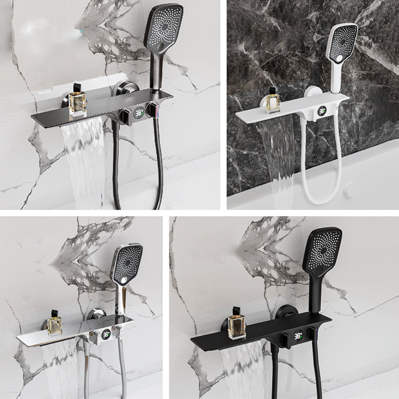 Wall Mounted Metal Bathroom Faucet Low Arc Waterfall Tub Filler