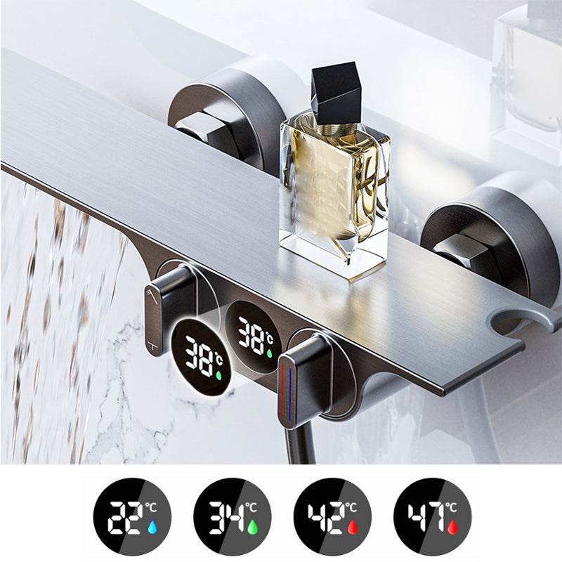 Wall Mounted Metal Bathroom Faucet Low Arc Waterfall Tub Filler