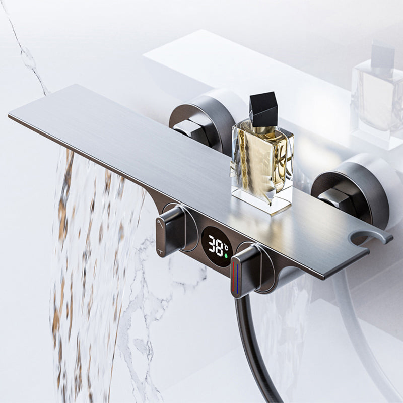 Wall Mounted Metal Bathroom Faucet Low Arc Waterfall Tub Filler