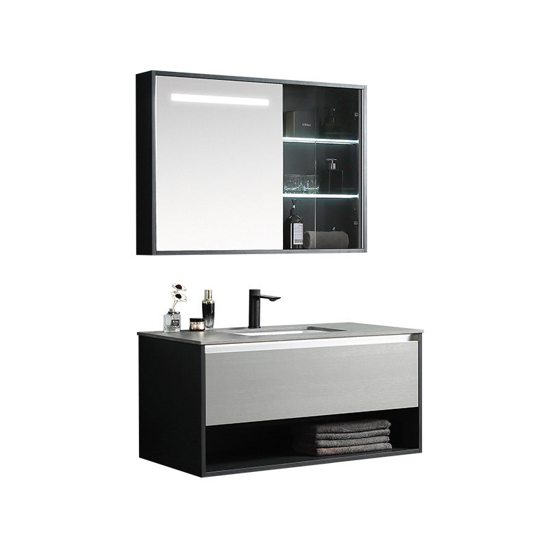 Contemporary Wooden Sink Vanity Storage Shelves Bathroom Sink Vanity