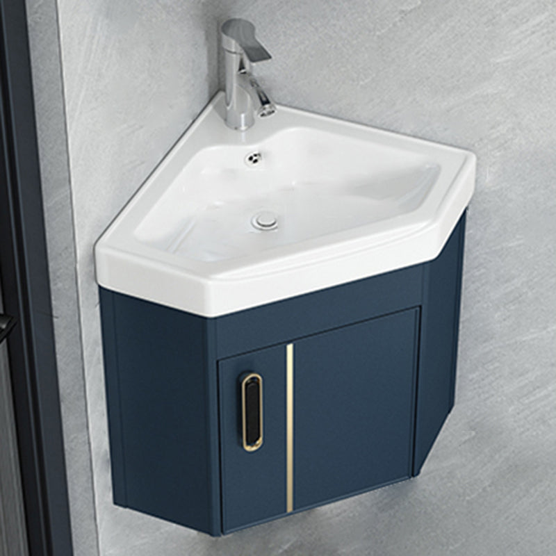 Wall Mounted Corner Bathroom Vanity Cabinet Triangular Abstract Vanity Sink