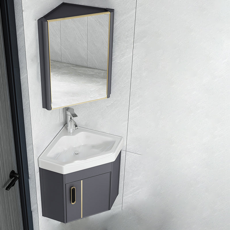 Wall Mounted Corner Bathroom Vanity Cabinet Triangular Abstract Vanity Sink
