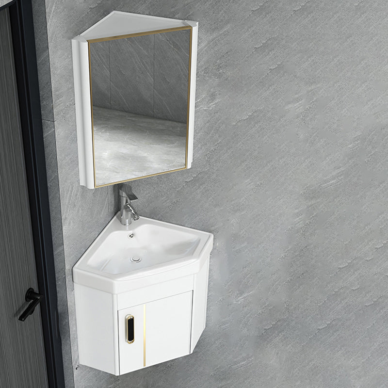 Wall Mounted Corner Bathroom Vanity Cabinet Triangular Abstract Vanity Sink