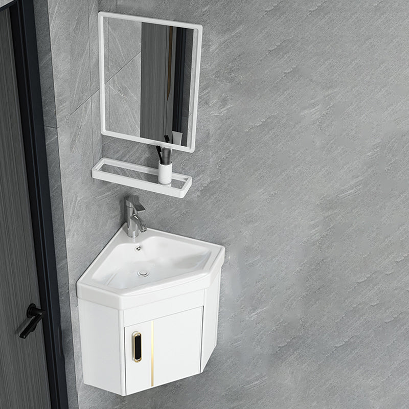 Wall Mounted Corner Bathroom Vanity Cabinet Triangular Abstract Vanity Sink