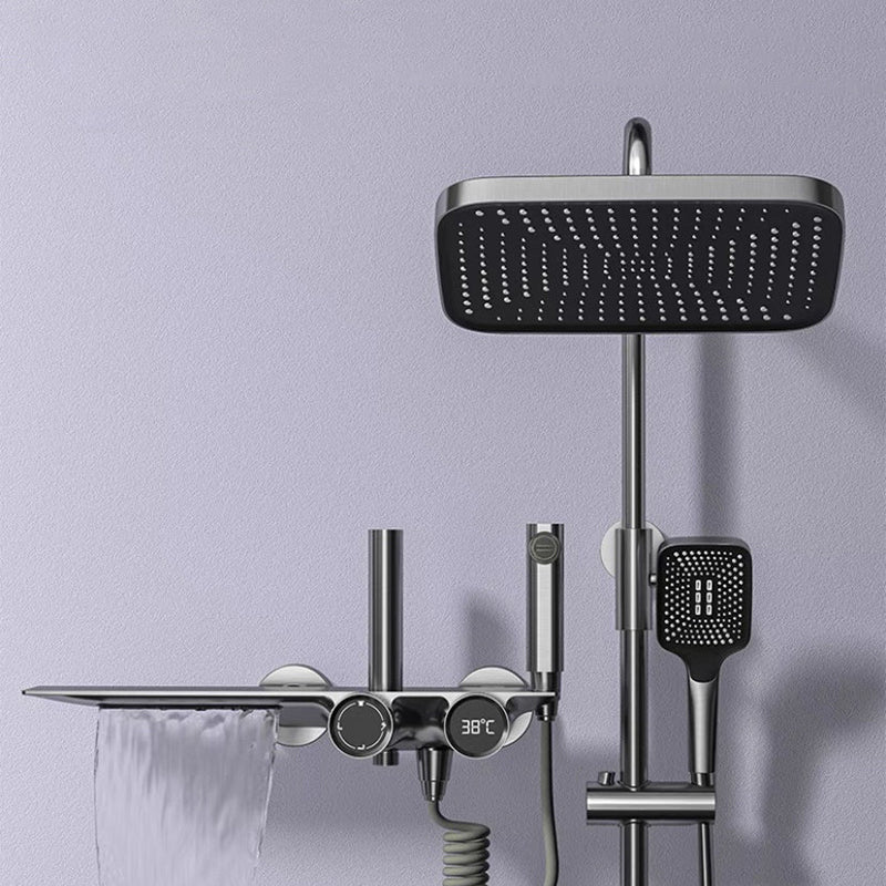 Modern Adjustable Water Flow Square Shower Faucet Shower Hose Shower System on Wall