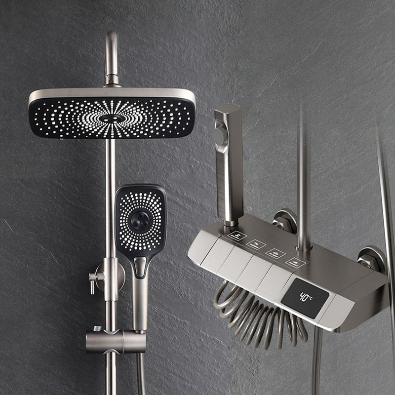 Modern Adjustable Water Flow Square Shower Faucet Shower Hose Shower System on Wall