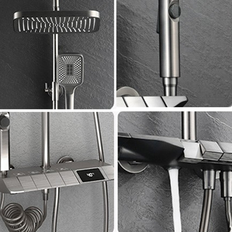Modern Adjustable Water Flow Square Shower Faucet Shower Hose Shower System on Wall