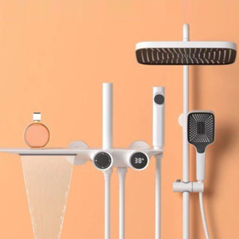 Modern Adjustable Water Flow Square Shower Faucet Shower Hose Shower System on Wall