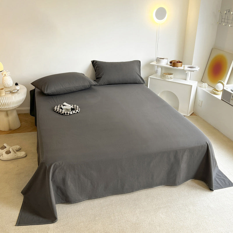 Cotton Twill Bed Sheet Set Low Pocket Fitted Sheet Solid Color Sheet