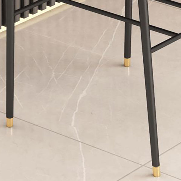 Leather Bar Stool Glam Backrest Counter Stool for Living Room with Black Legs