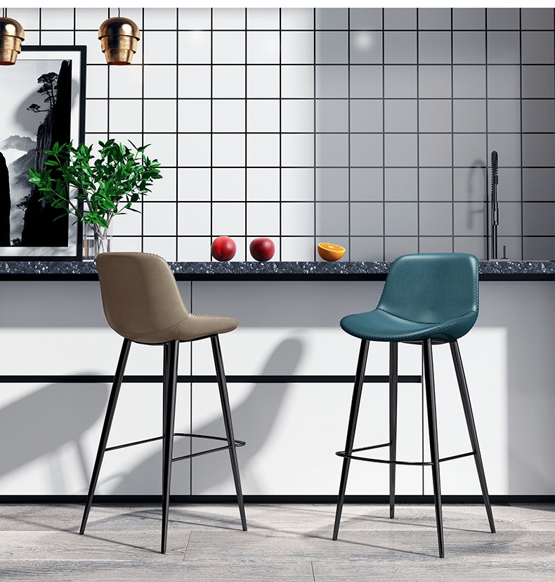 Leather Bar Stool Modern Backrest Counter Stool for Bristol with Metal Legs