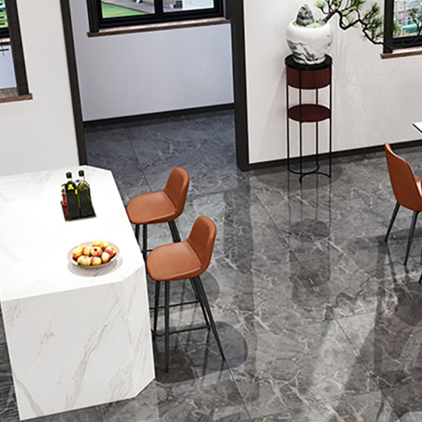 Leather Bar Stool Modern Backrest Counter Stool for Bristol with Metal Legs