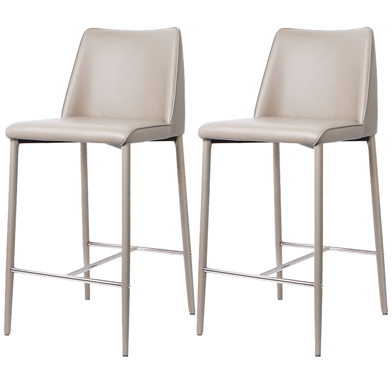 Modern Backrest Bar Stool Leather Metal Base Counter Stool for Living Room