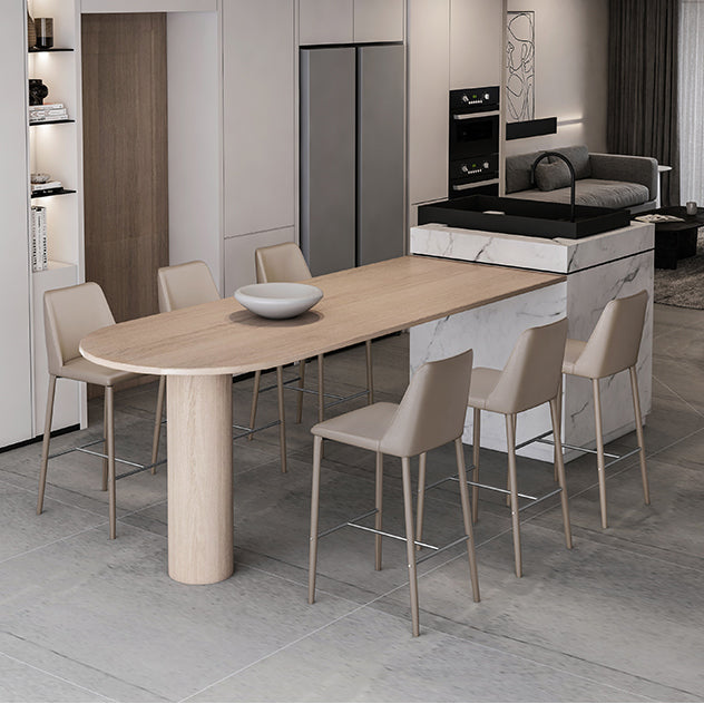 Modern Backrest Bar Stool Leather Metal Base Counter Stool for Living Room