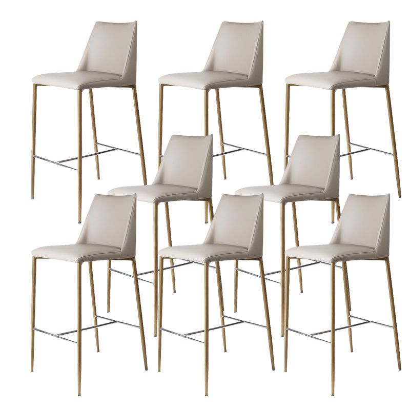 Modern Backrest Bar Stool Leather Metal Base Counter Stool for Living Room