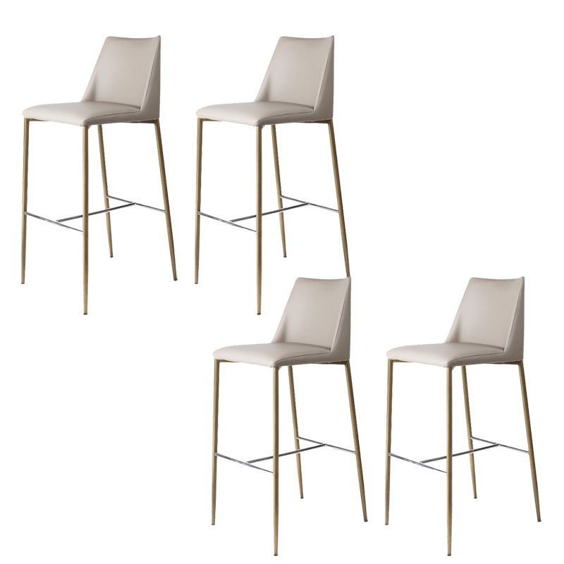 Modern Backrest Bar Stool Leather Metal Base Counter Stool for Living Room