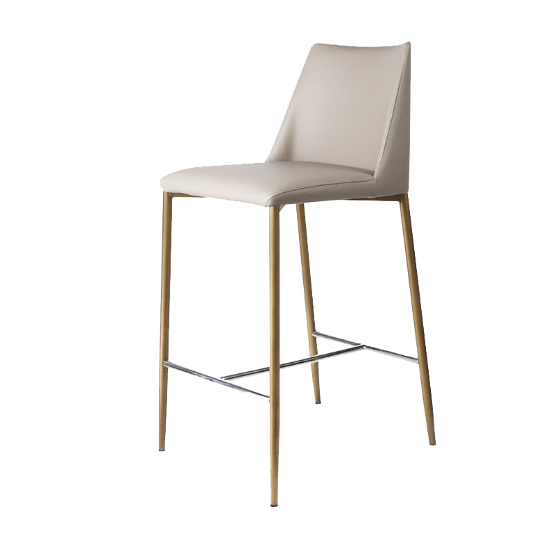 Modern Backrest Bar Stool Leather Metal Base Counter Stool for Living Room