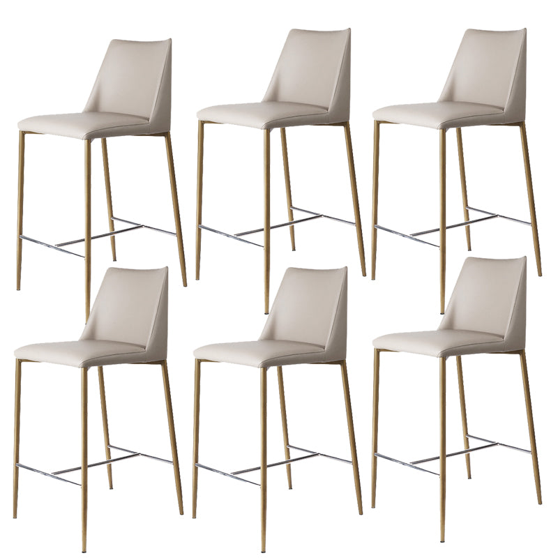 Modern Backrest Bar Stool Leather Metal Base Counter Stool for Living Room
