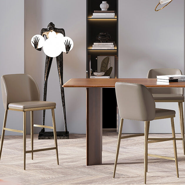 Glam Bar Stool Low Back Leather Counter Stool for Living Room