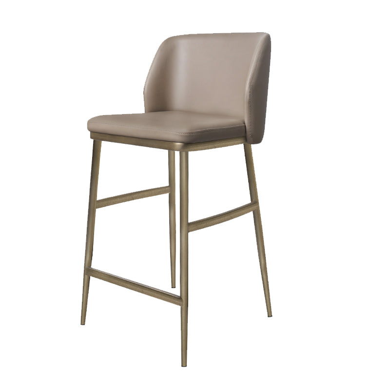Glam Bar Stool Low Back Leather Counter Stool for Living Room