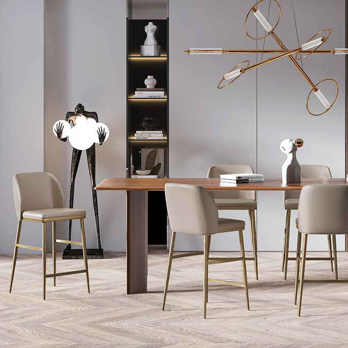 Glam Bar Stool Low Back Leather Counter Stool for Living Room