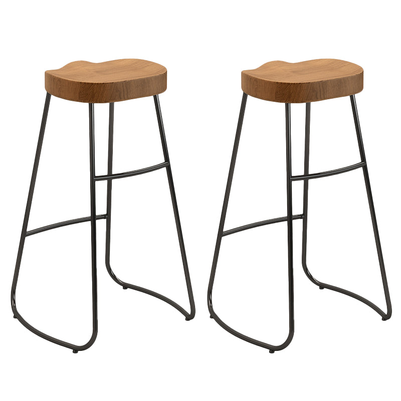 Contemporary Backless Dining Stools Wood Bar Stools with Footrest