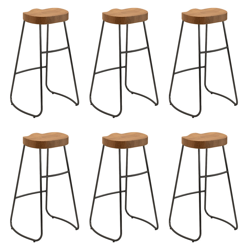 Contemporary Backless Dining Stools Wood Bar Stools with Footrest